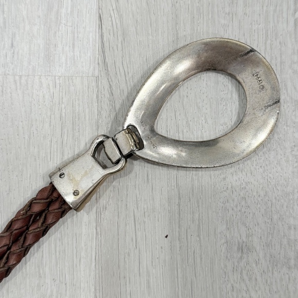 Vintage 90’s Brown Bolo Braided Tie Ornate Silver Buckle Western Belt main image 4